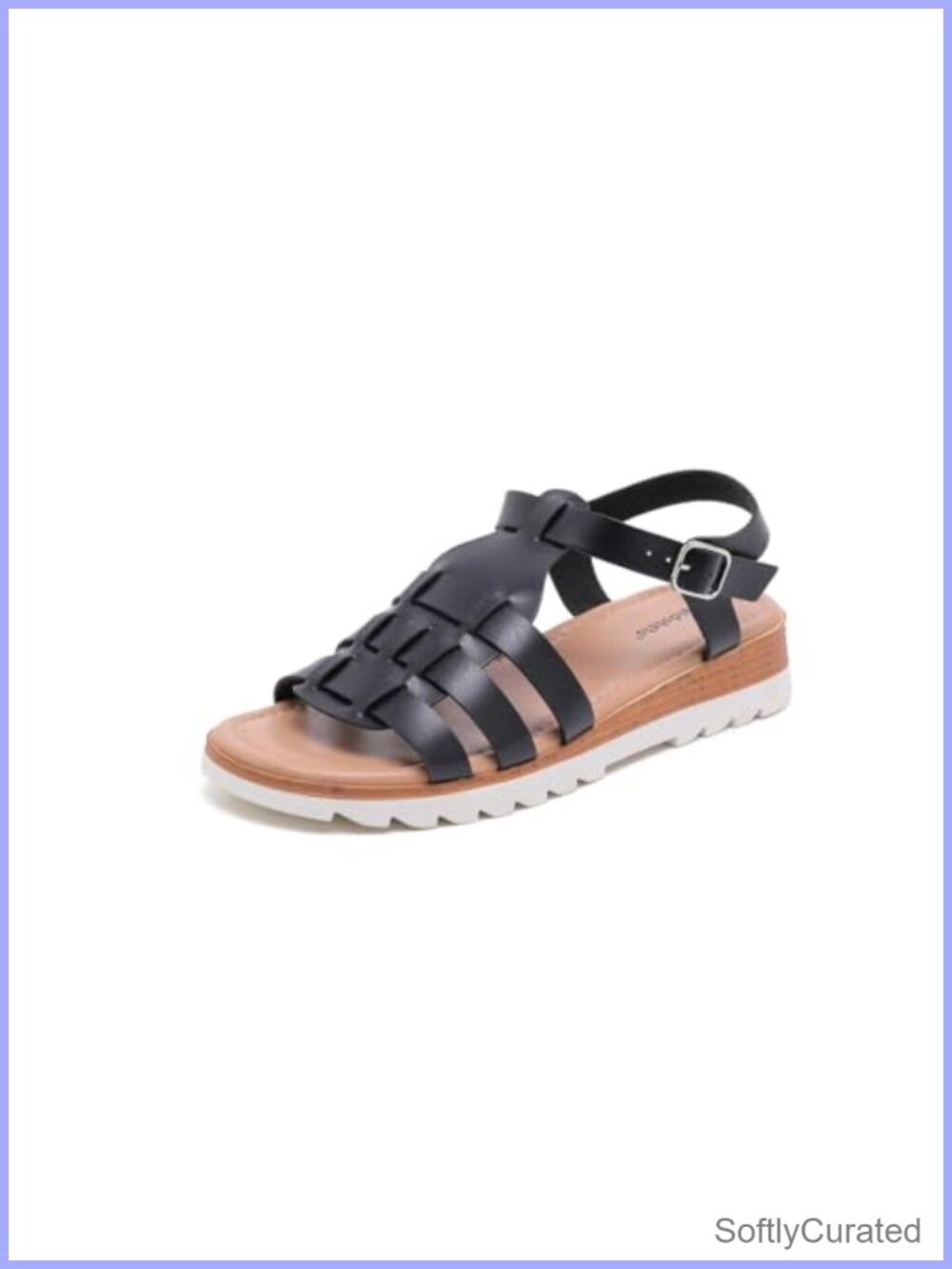 Women's Fisherman Sandals Open Toe Low Wedge Ankle Strap Faux Leather